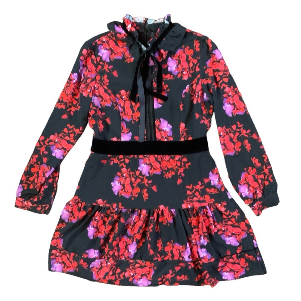 Trendyol Floral Coquette Girl Ruffle, bow, tiered swing skirt, black and red 42